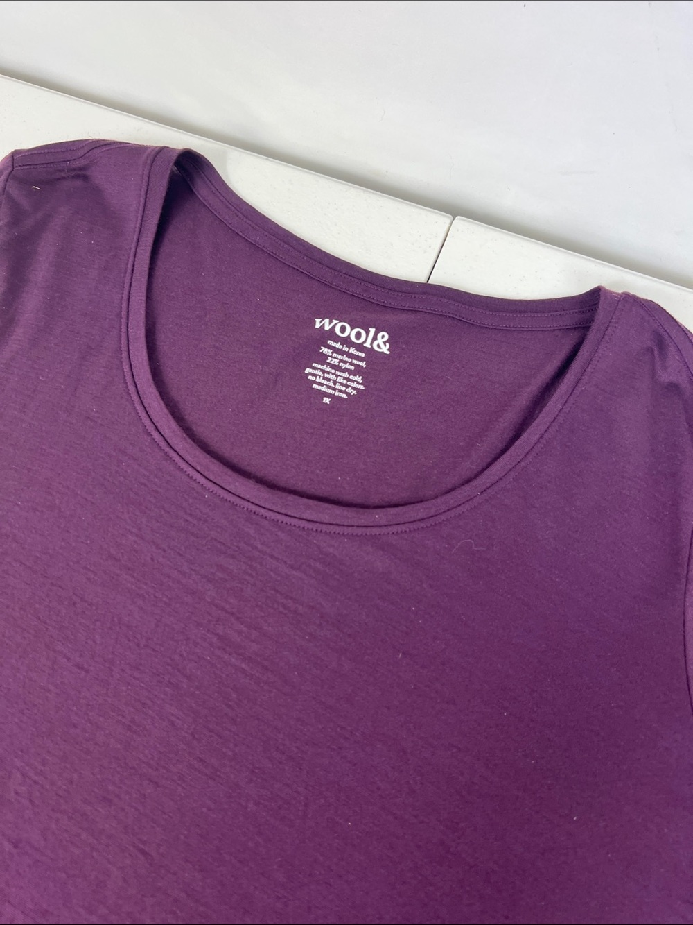 Wool& Sz 1X Merino Wool Stella Short Sleeve Tee Marionberry EUC Travel Capsule - Picture 4 of 7